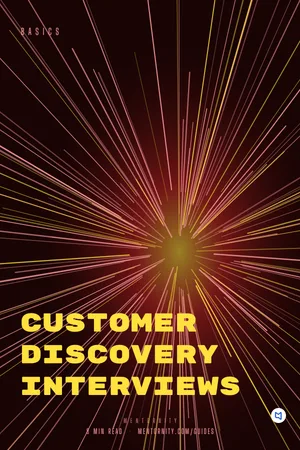 Film-style poster for the guide: Customer discovery interviews