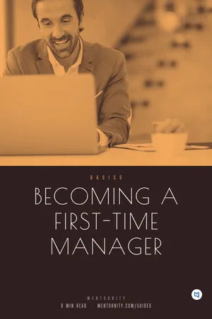 Film-style poster for the guide: Becoming a first-time manager