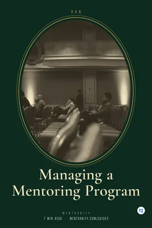 Film-style poster for the guide: Managing a Mentoring Program