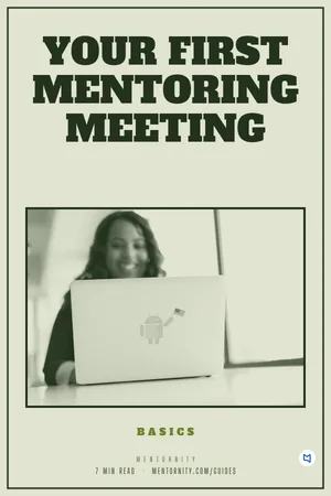 Film-style poster for the guide: Your First Mentoring Meeting
