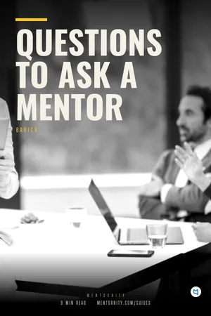 Film-style poster for the guide: Questions to ask a mentor