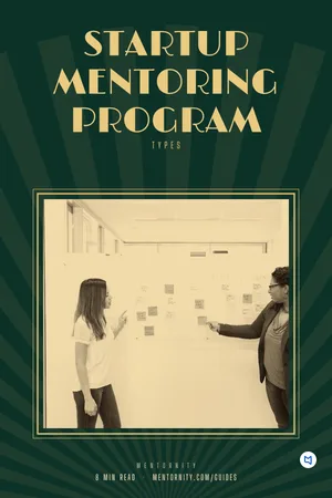 Film-style poster for the guide: Startup mentoring program