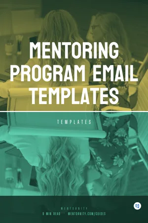 Film-style poster for the guide: Mentoring program email templates