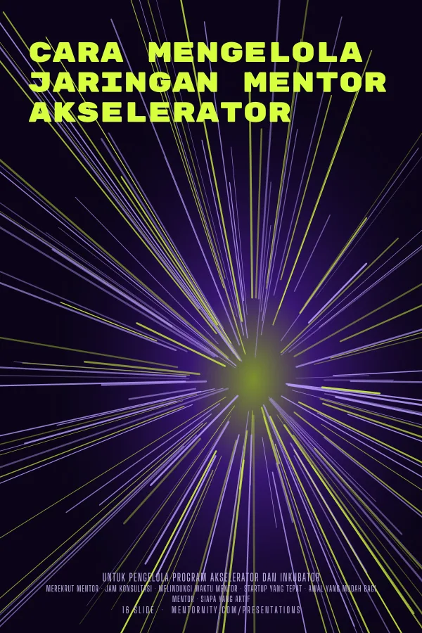 Poster bergaya film untuk presentasi Cara Mengelola Jaringan Mentor Akselerator