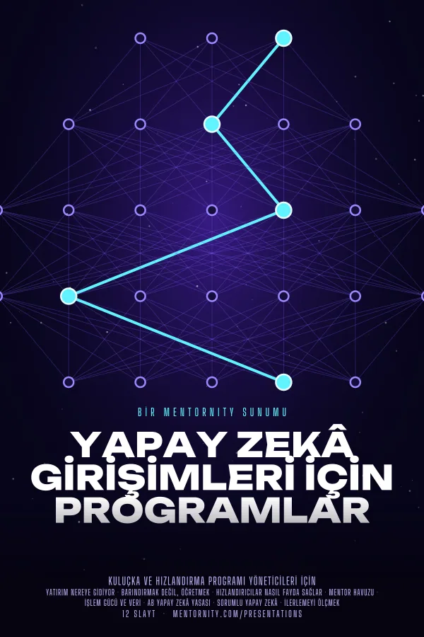 Yapay Zekâ Girişimleri İçin Programlar sunumu için film afişi tarzında görsel
