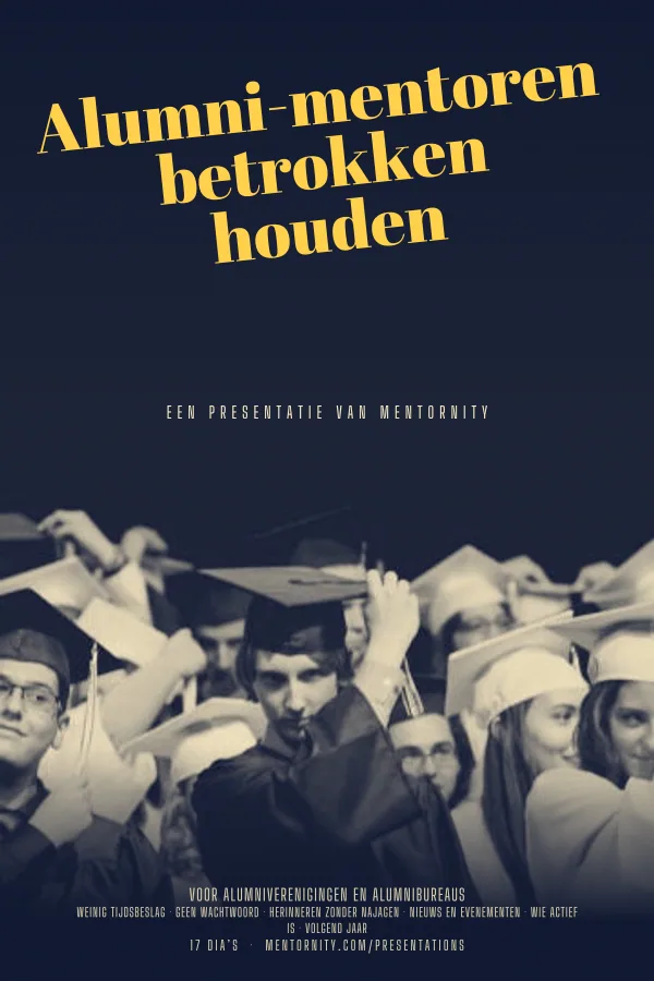 Filmposter voor de presentatie Alumni-mentoren betrokken houden