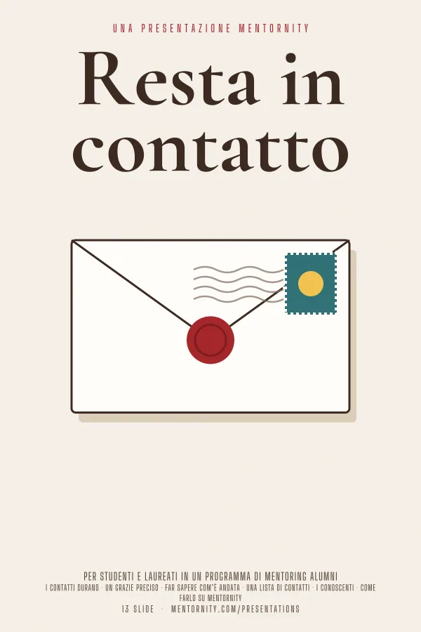 Locandina in stile film della presentazione Resta in contatto