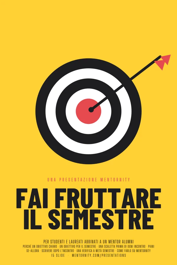 Locandina in stile film della presentazione Fai fruttare il semestre