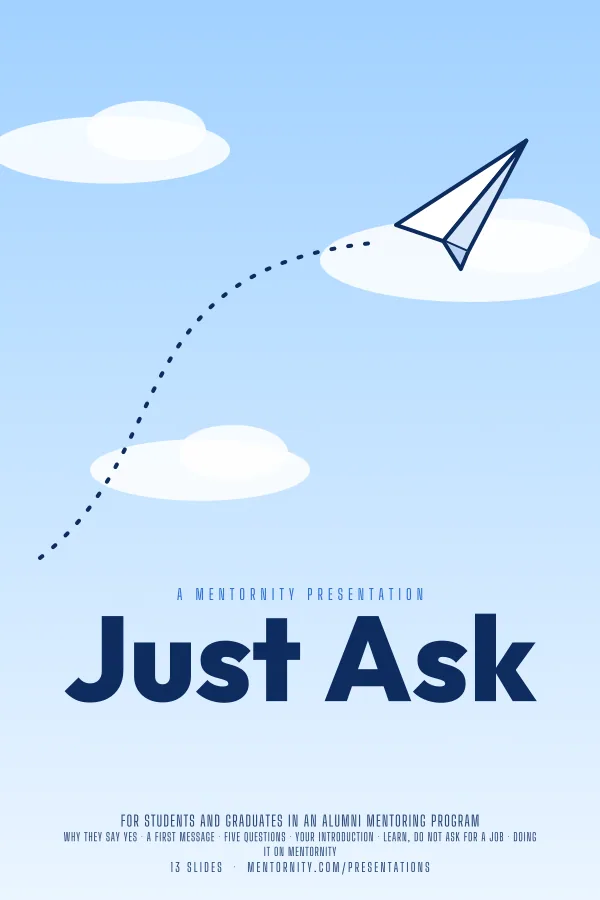 Film-style poster for the Just Ask presentation