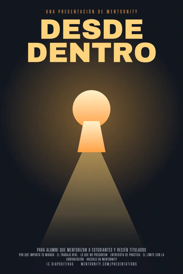 Póster de estilo cinematográfico de la presentación Desde dentro