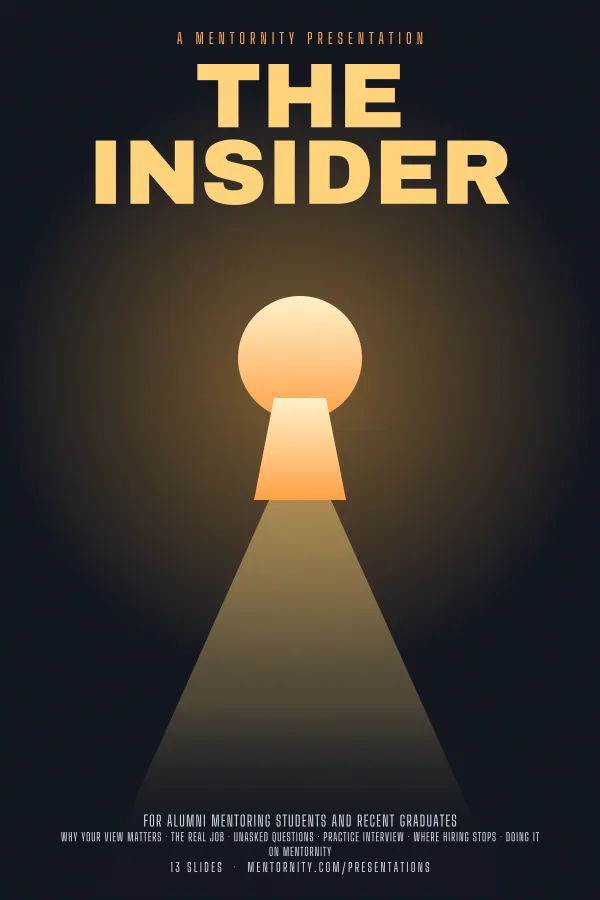 Film-style poster for the The Insider presentation