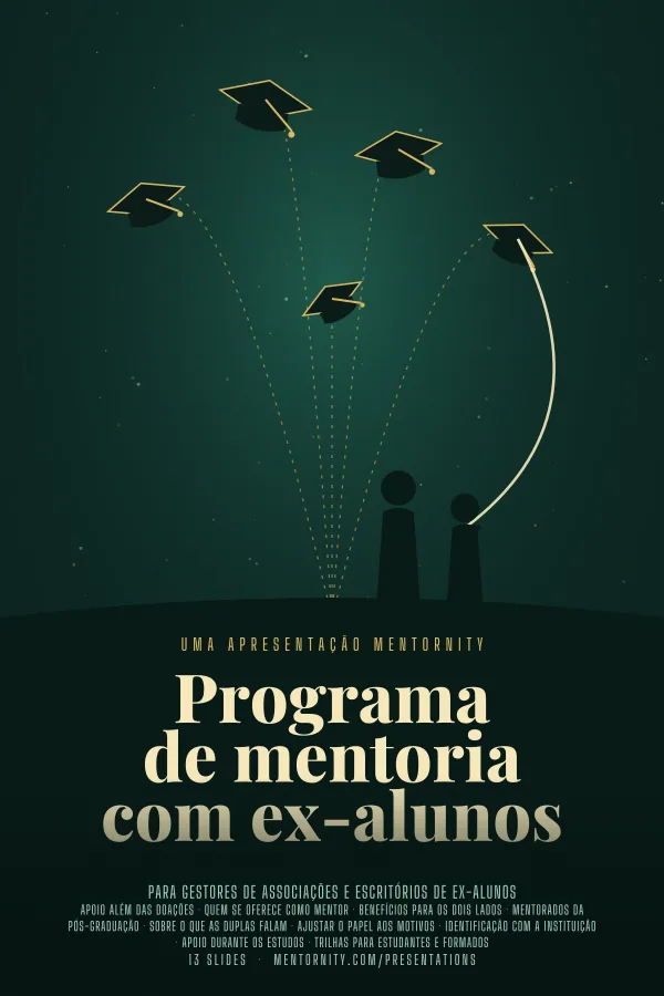 Pôster em estilo de cinema da apresentação Programa de mentoria com ex-alunos