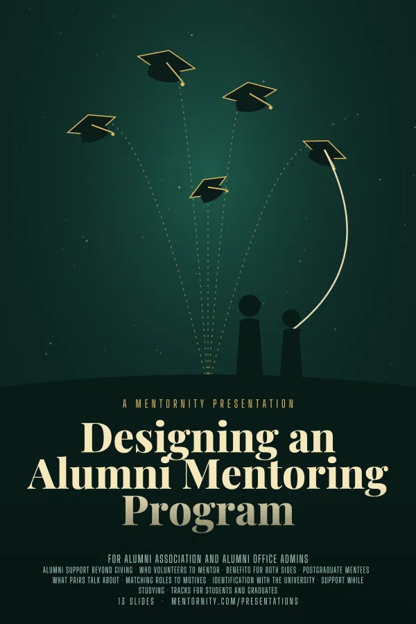 Film-style poster for the Designing an Alumni Mentoring Program presentation