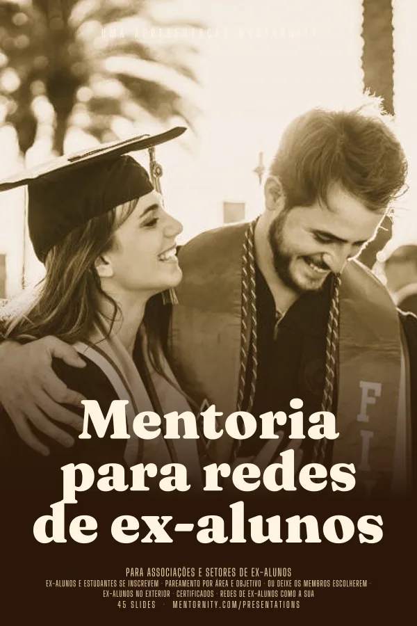 Pôster em estilo de cinema da apresentação Mentoria para redes de ex-alunos