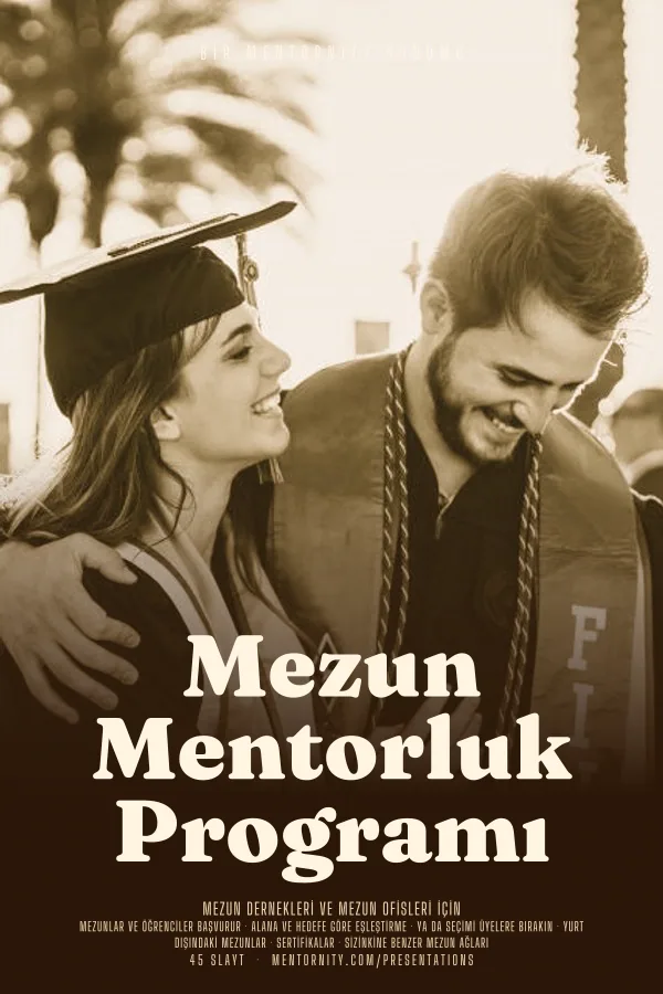 Mezun Mentorluk Programı sunumu için film afişi tarzında görsel