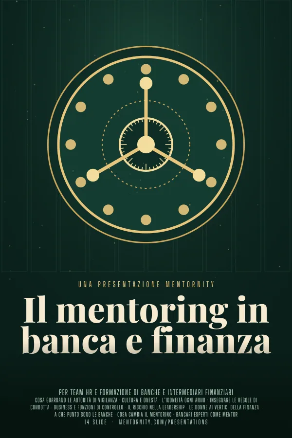 Locandina in stile film della presentazione Il mentoring in banca e finanza