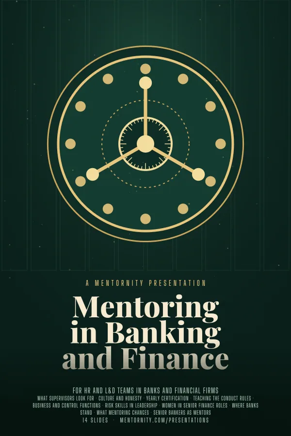 Film-style poster for the Mentoring in Banking and Finance presentation