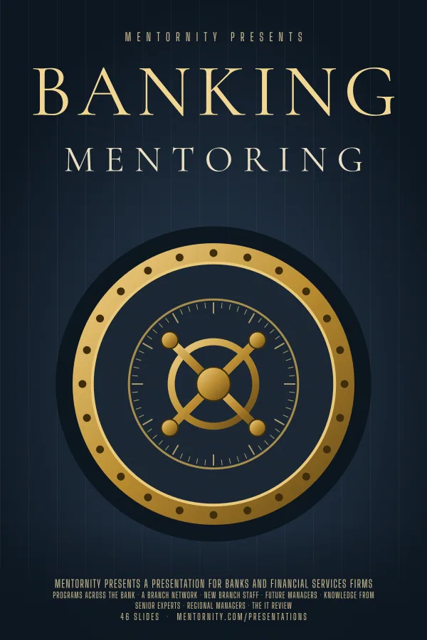 Film-style poster for the Mentoring Program for Banks and Financial Services presentation