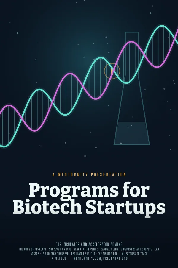 Film-style poster for the Programs for Biotech Startups presentation