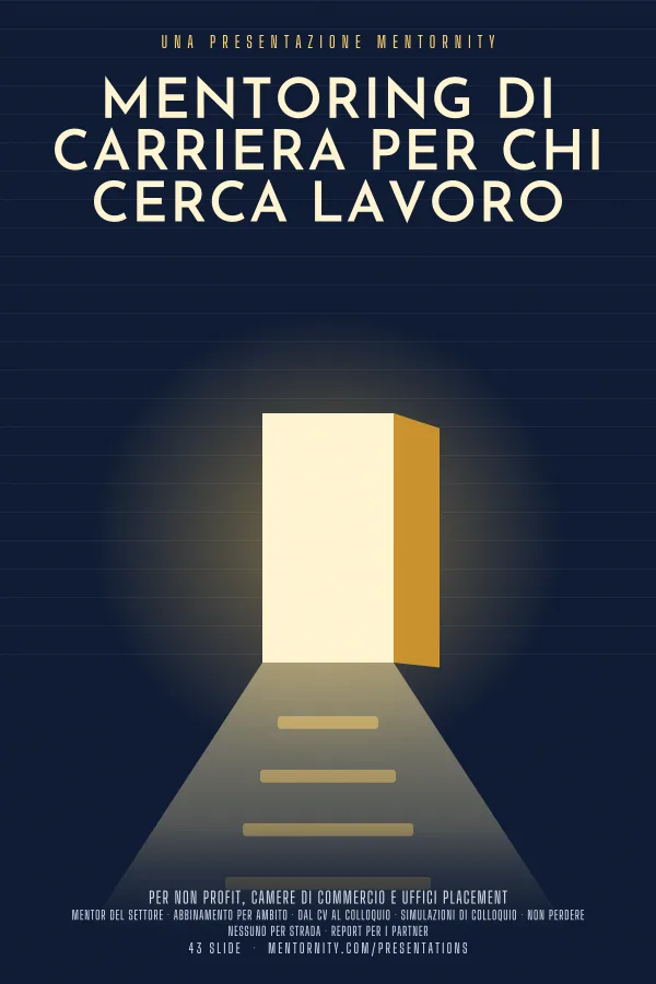 Locandina in stile film della presentazione Mentoring di carriera per chi cerca lavoro