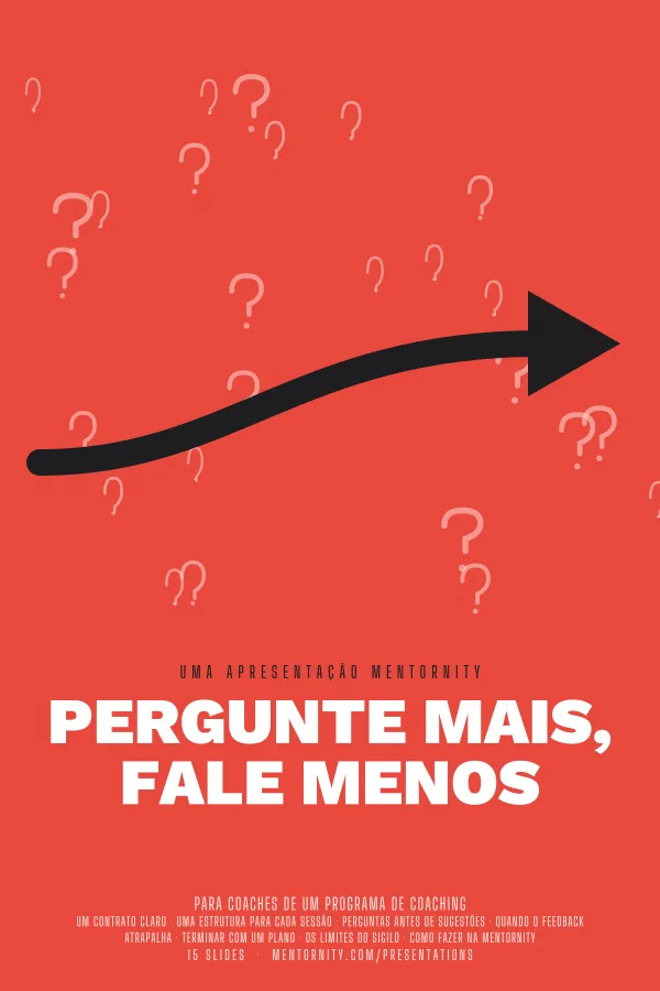 Pôster em estilo de cinema da apresentação Pergunte mais, fale menos
