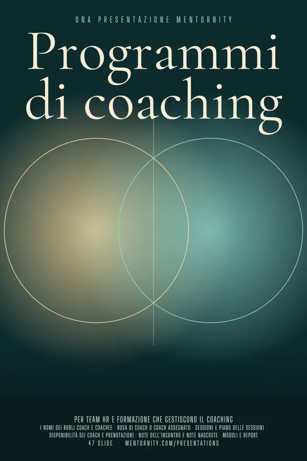 Locandina in stile film della presentazione Programmi di coaching