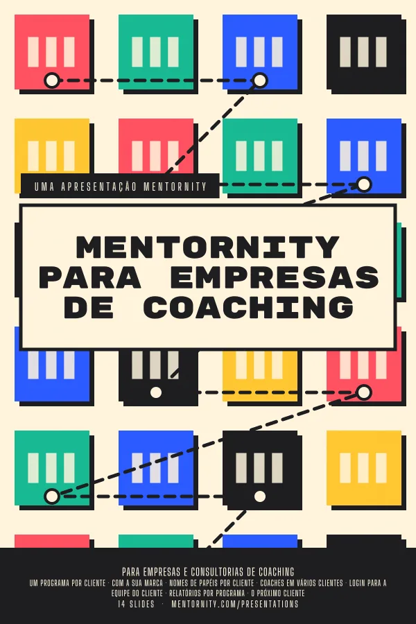 Pôster em estilo de cinema da apresentação Mentornity para empresas de coaching