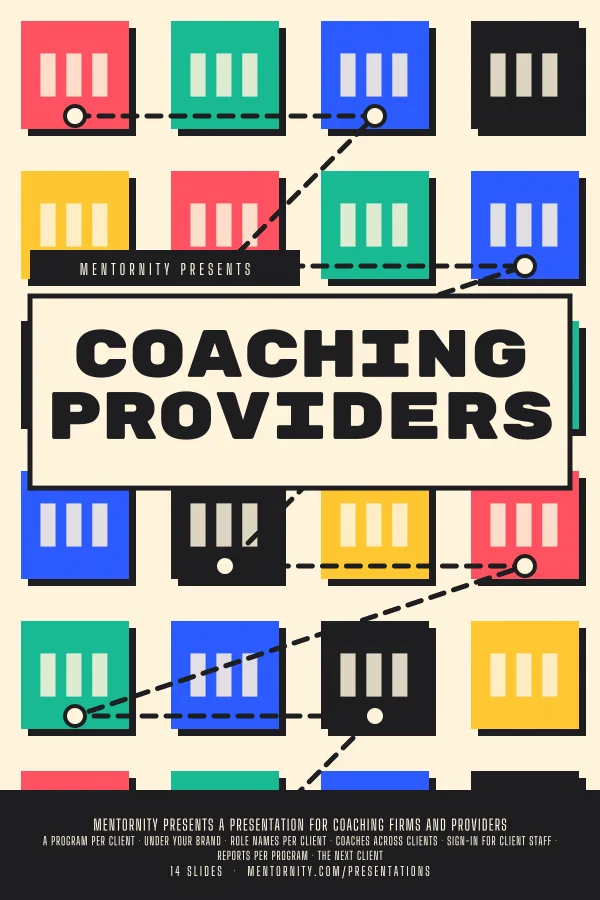 Film-style poster for the Mentornity for Coaching Providers presentation