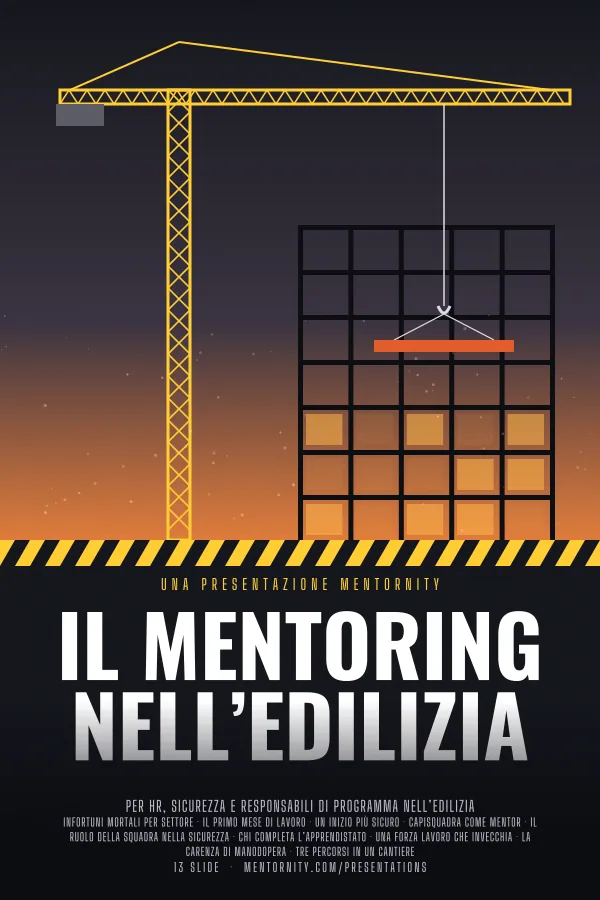 Locandina in stile film della presentazione Il mentoring nell’edilizia