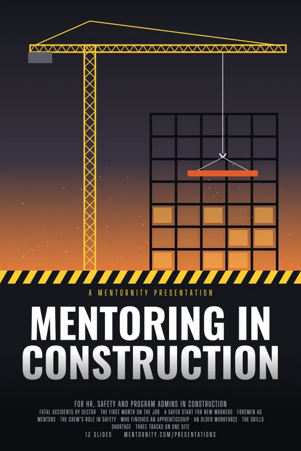 Film-style poster for the Mentoring in Construction presentation