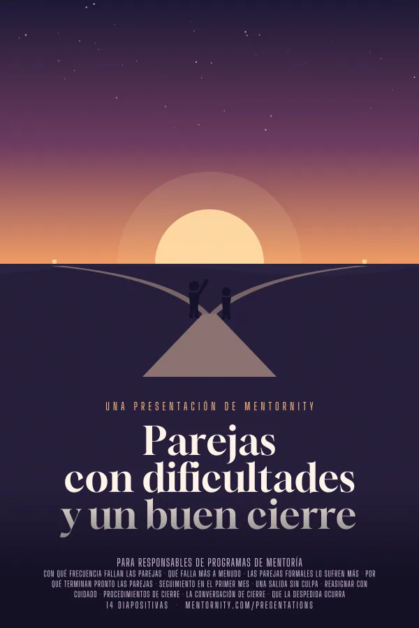 Póster de estilo cinematográfico de la presentación Parejas con dificultades y un buen cierre