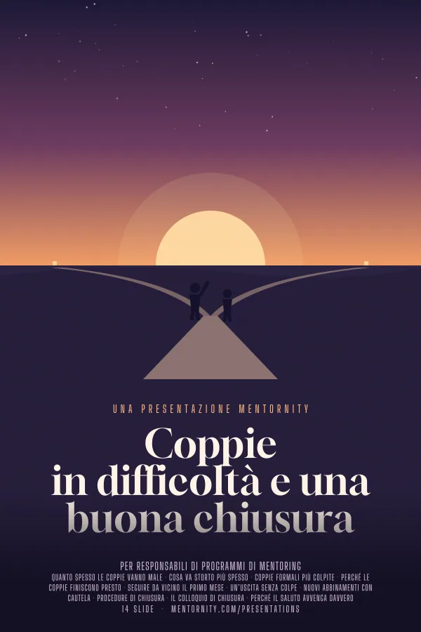 Locandina in stile film della presentazione Coppie in difficoltà e una buona chiusura