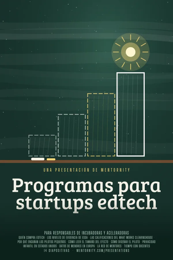 Póster de estilo cinematográfico de la presentación Programas para startups edtech
