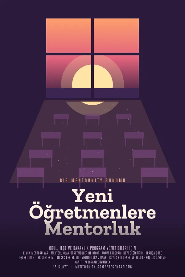 Yeni Öğretmenlere Mentorluk sunumu için film afişi tarzında görsel