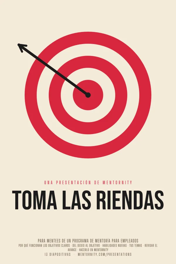 Póster de estilo cinematográfico de la presentación Toma las riendas