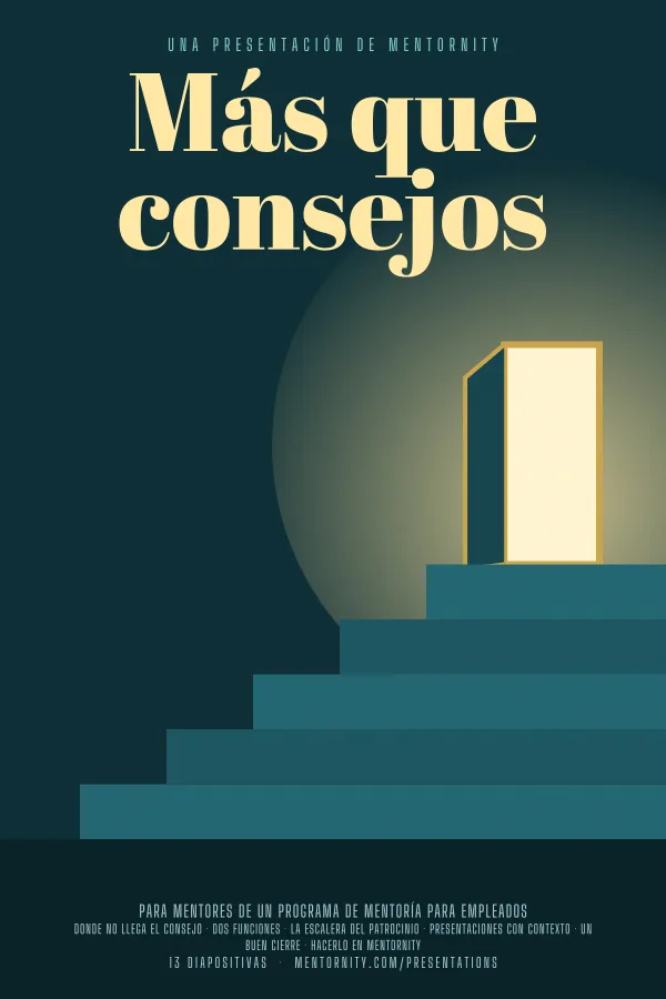 Póster de estilo cinematográfico de la presentación Más que consejos