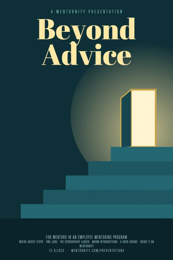 Film-style poster for the Beyond Advice presentation