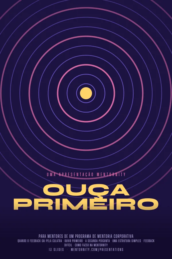 Pôster em estilo de cinema da apresentação Ouça primeiro