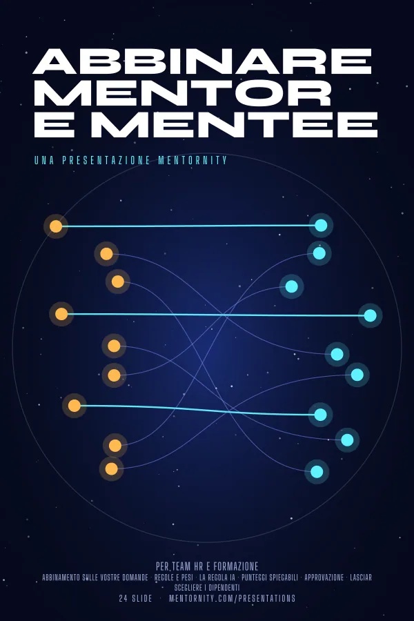 Locandina in stile film della presentazione Abbinare mentor e mentee