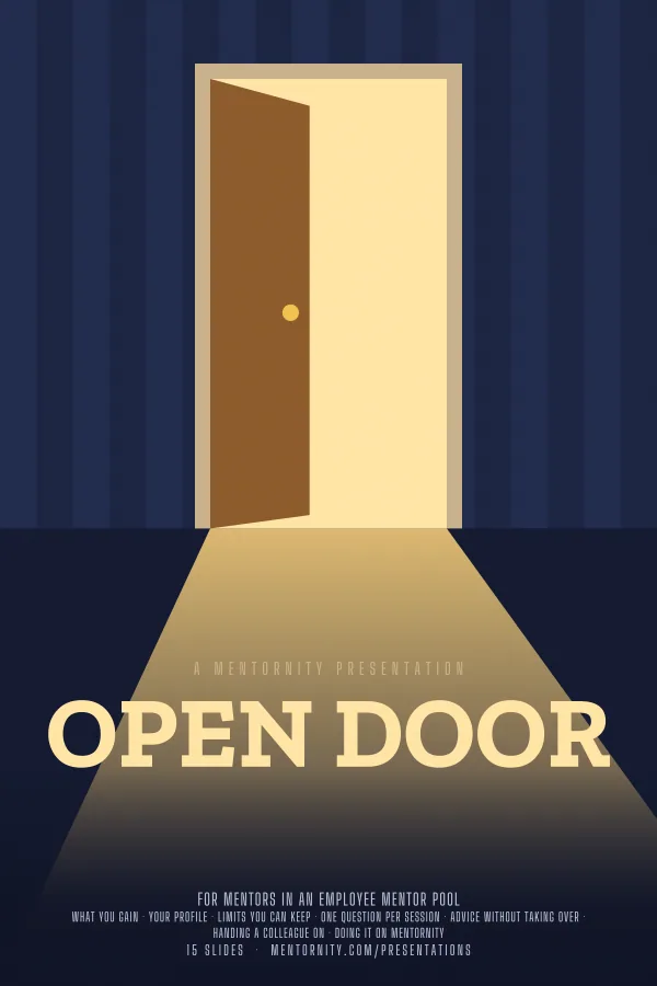 Film-style poster for the Open Door presentation
