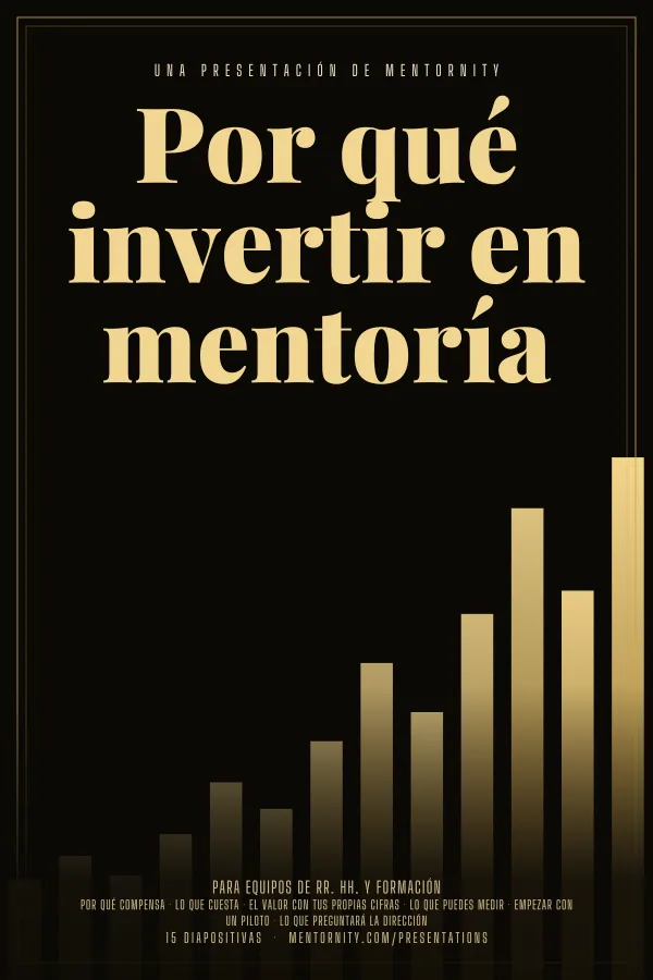 Póster de estilo cinematográfico de la presentación Por qué invertir en mentoría