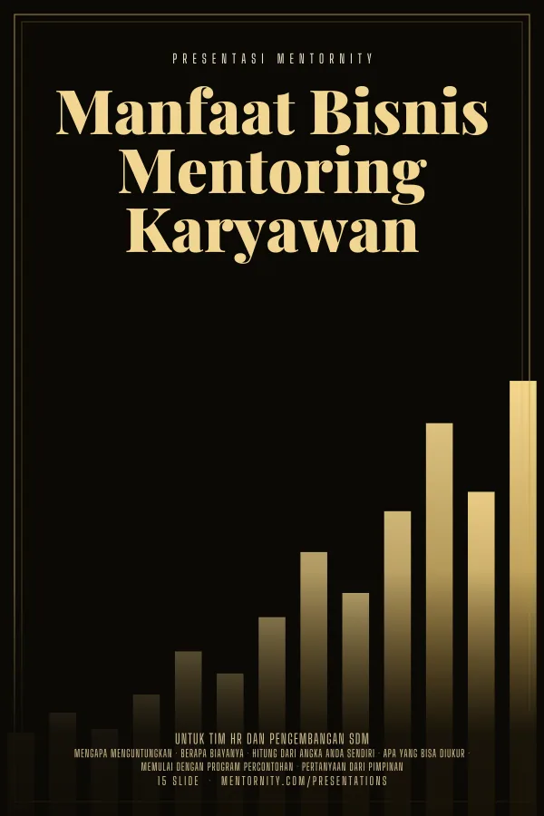 Poster bergaya film untuk presentasi Manfaat Bisnis Mentoring Karyawan