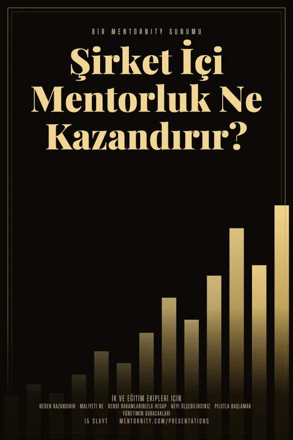 Şirket İçi Mentorluk Ne Kazandırır? sunumu için film afişi tarzında görsel