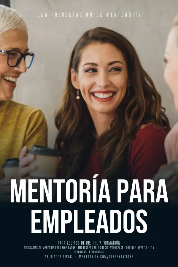 Póster de estilo cinematográfico de la presentación Mentoría para empleados