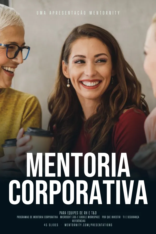 Pôster em estilo de cinema da apresentação Mentoria corporativa