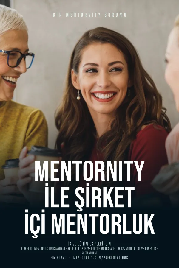 Mentornity ile Şirket İçi Mentorluk sunumu için film afişi tarzında görsel
