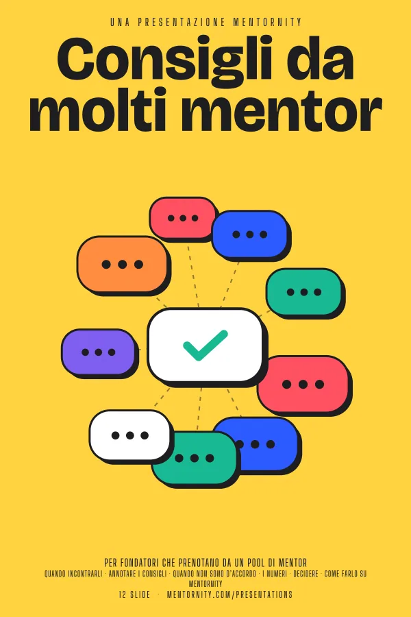 Locandina in stile film della presentazione Consigli da molti mentor