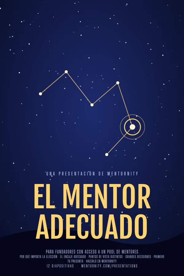 Póster de estilo cinematográfico de la presentación El mentor adecuado