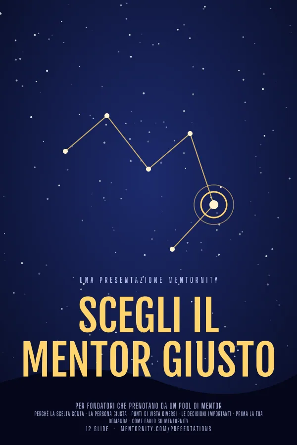 Locandina in stile film della presentazione Scegli il mentor giusto