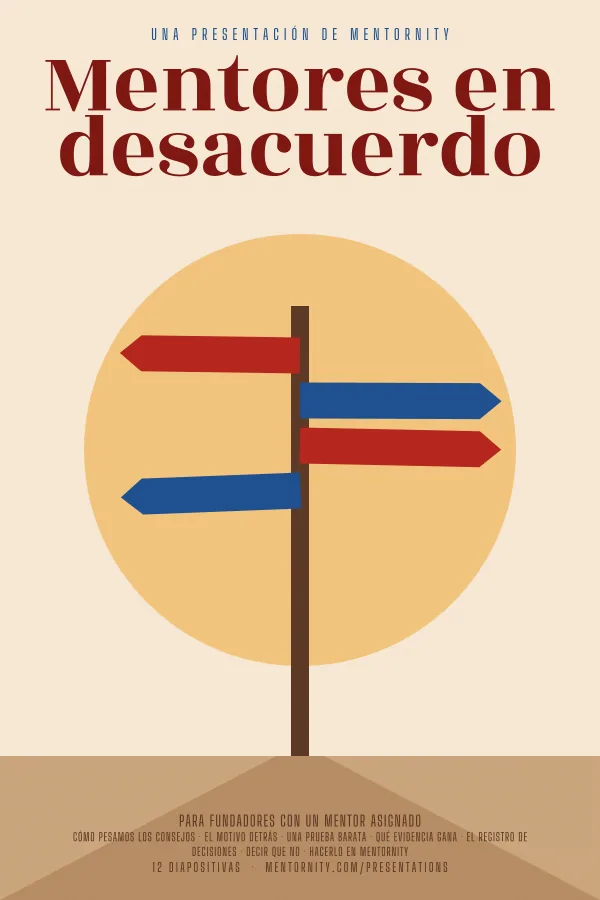 Póster de estilo cinematográfico de la presentación Mentores en desacuerdo